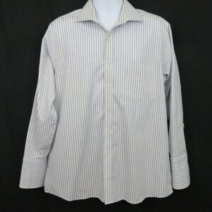 Donald Trump Gray White Stripe Dress Shirt Fr Cuff